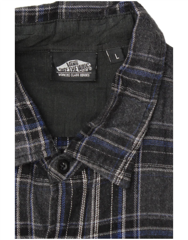 Camicia Vans da uomo in flanella di cotone a quadri grigi grandi