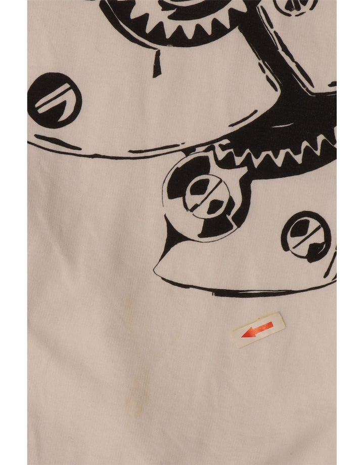 Felpa con collo con zip grafica da uomo VINTAGE Maglione 2XL cotone bianco