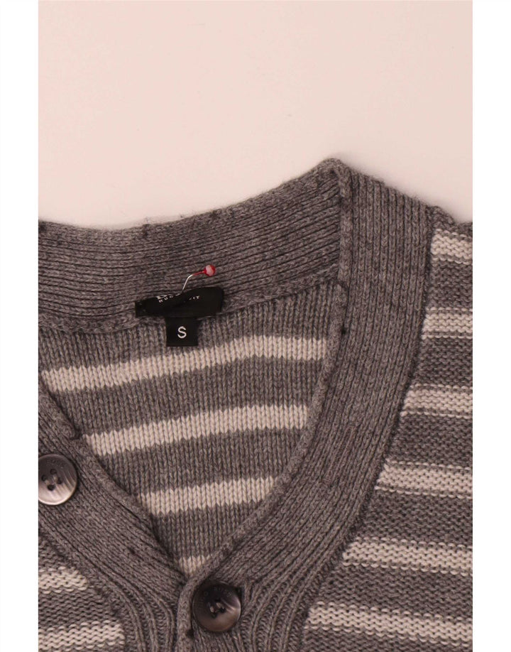 Hugo Boss Maglione da uomo con scollo a V piccolo cotone a righe grigie