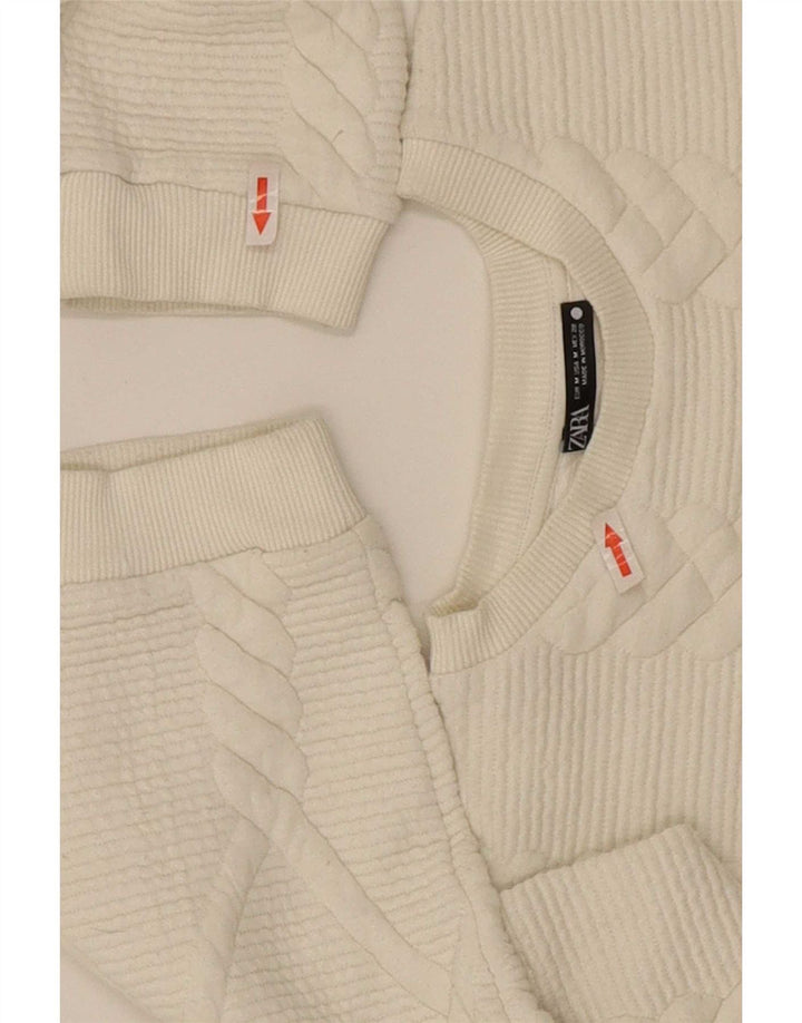 Felpa corta da donna Zara, vestibilità comoda, taglia UK 14, colore medio, bianco sporco