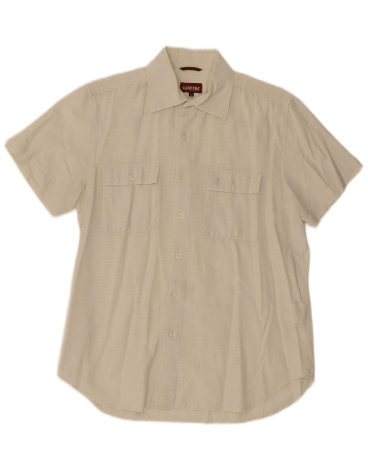 Camicia a maniche corte da uomo Carrera in cotone bianco sporco medio