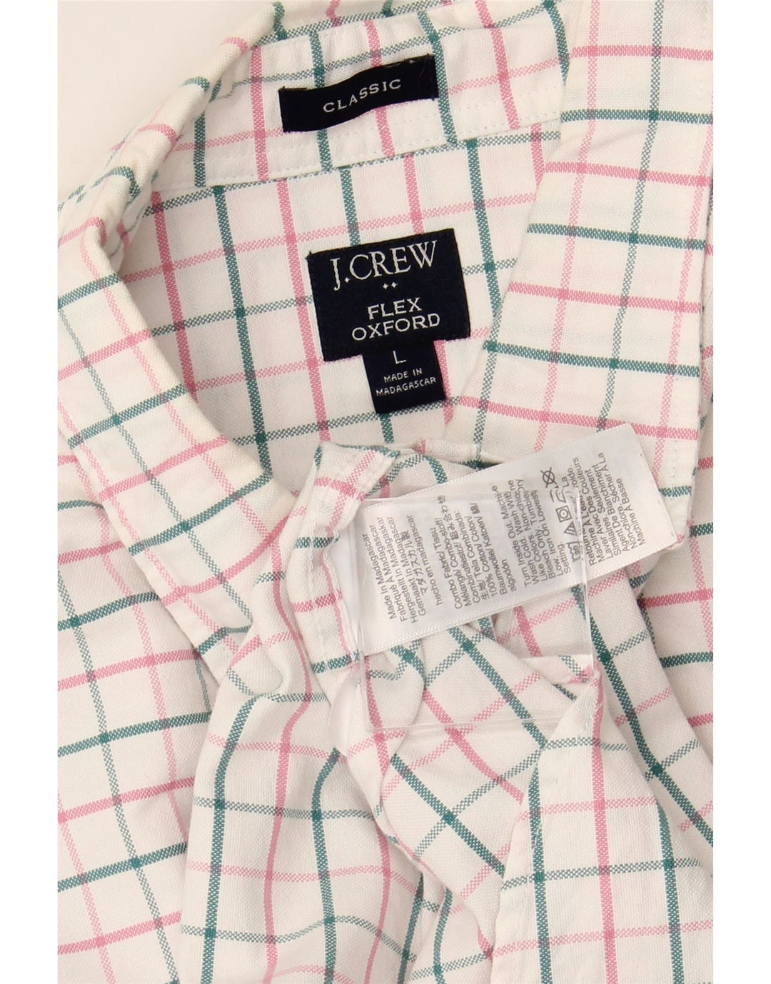 J. CREW Camicia da uomo Flex Oxford vestibilità classica grande cotone a quadri bianchi