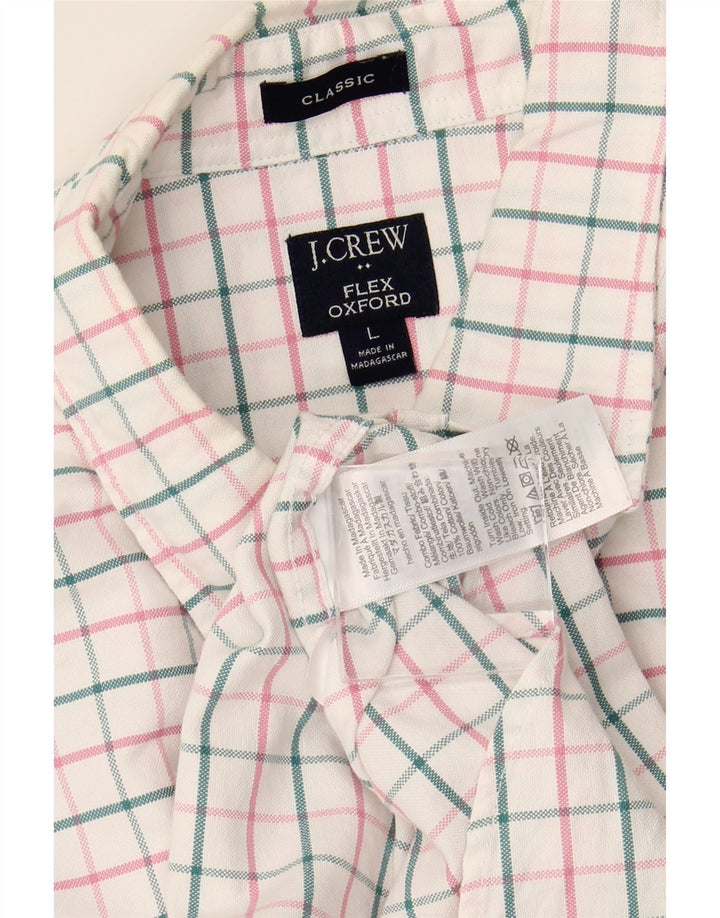 J. CREW Camicia da uomo Flex Oxford vestibilità classica grande cotone a quadri bianchi
