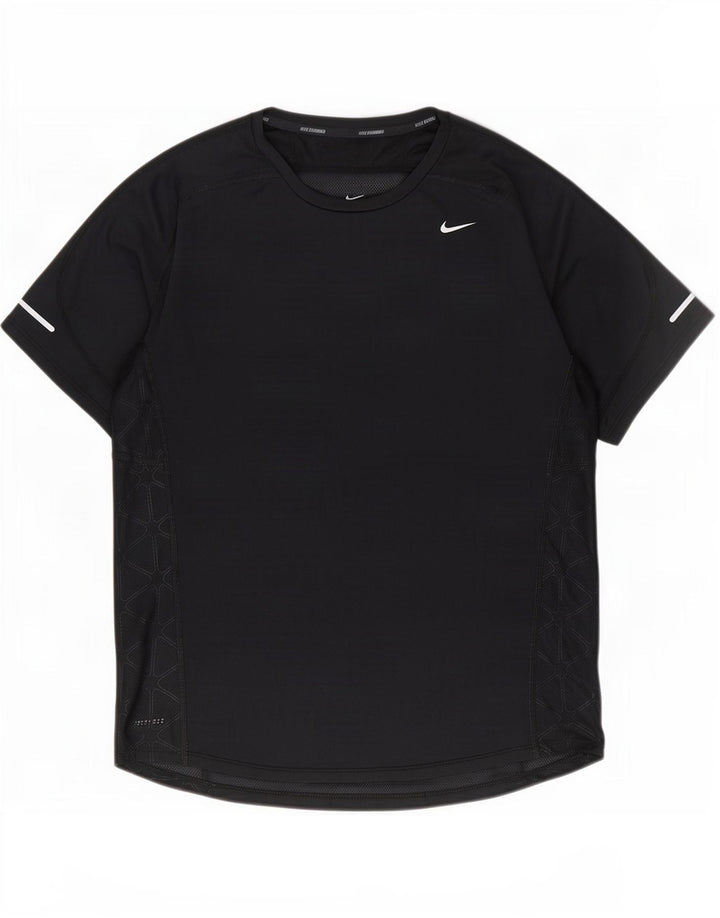 T-shirt Nike da uomo Dri Fit, top in poliestere nero medio