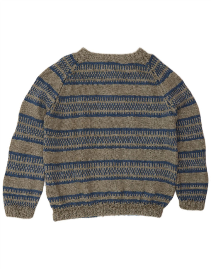 Maglione cardigan vintage da uomo a righe grigie grandi
