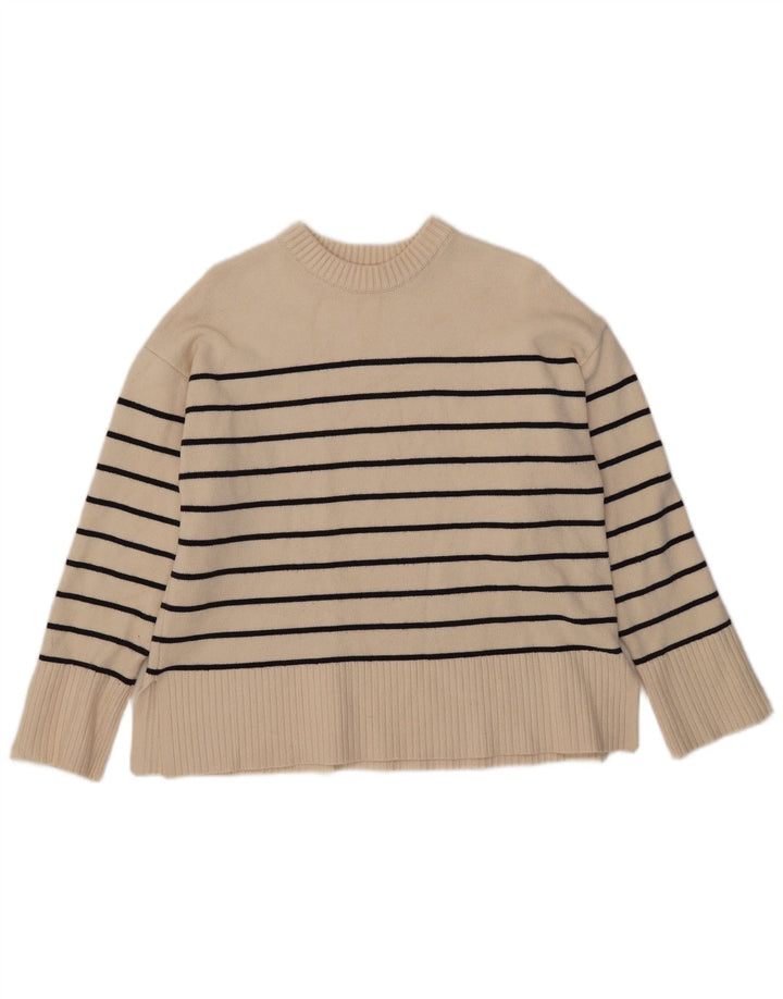 Maglione girocollo oversize da donna Zara UK 10 piccolo a righe bianche