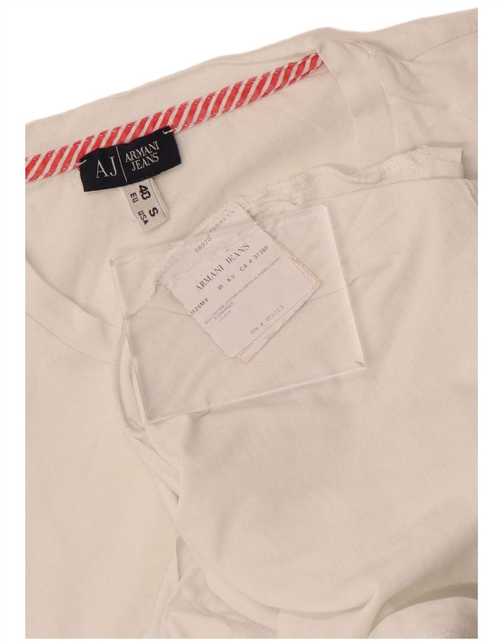 ARMANI JEANS T-shirt grafica da donna Top EU 40 cotone bianco medio