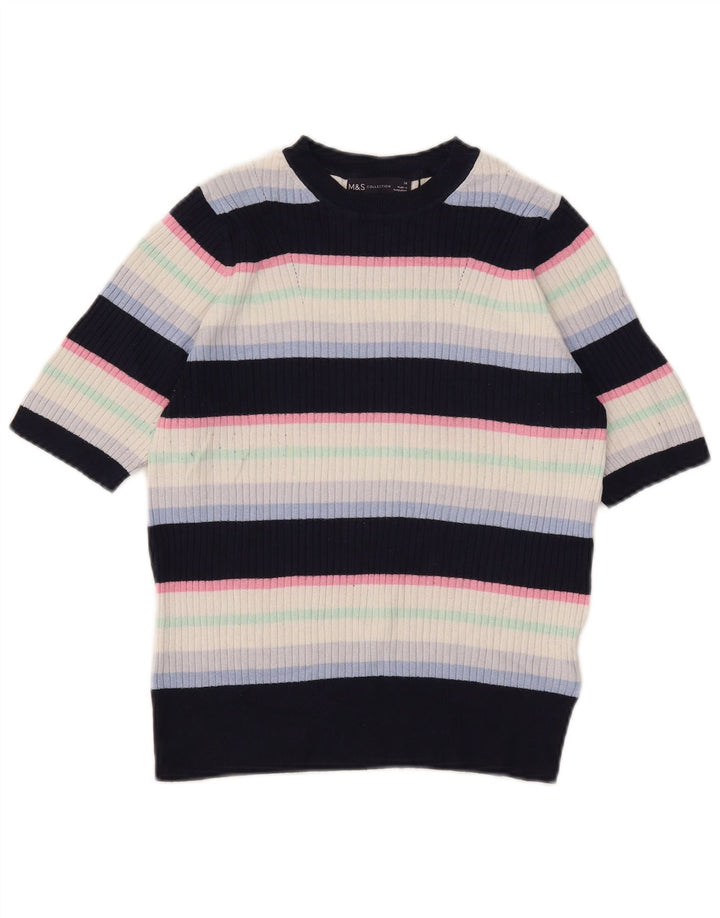 Maglione maglione con scollo a barca da donna Marks & Spencer UK 14 blu navy medio