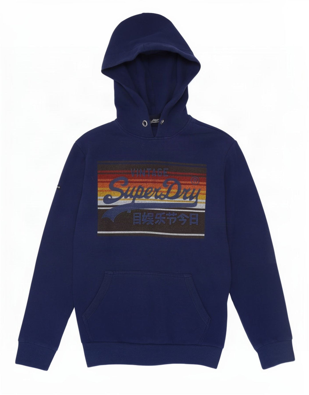 Maglione con cappuccio grafico da uomo Superdry in cotone blu navy medio