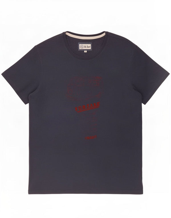 T-shirt grafica da uomo Fat Face Top XL in cotone blu navy