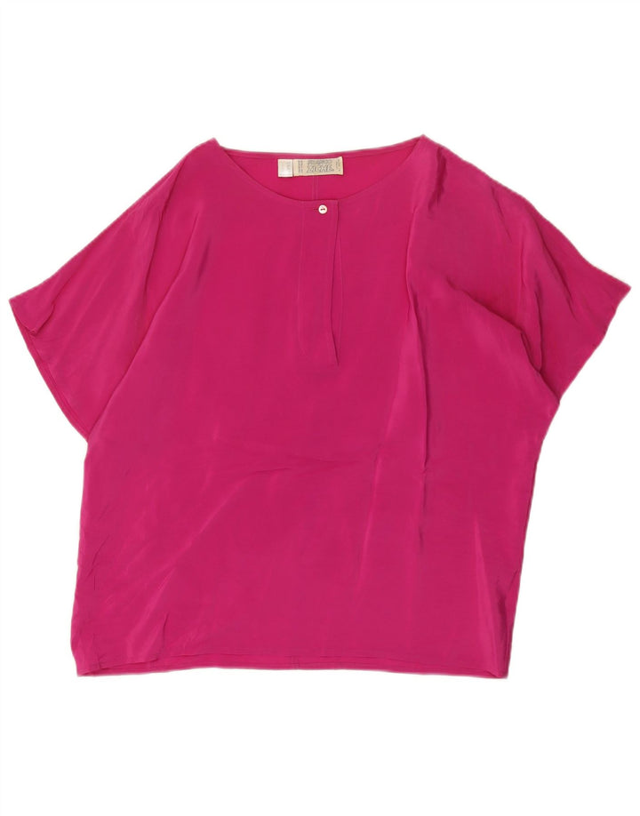 Franco Ziche Camicetta oversize da donna Top UK 8 Piccolo acetato rosa