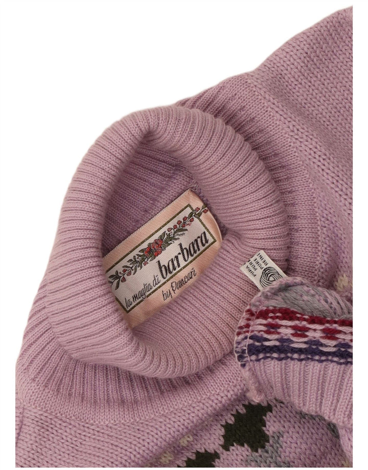 Maglione maglione a collo alto da donna Barbara UK 14 Viola medio Fair Isle