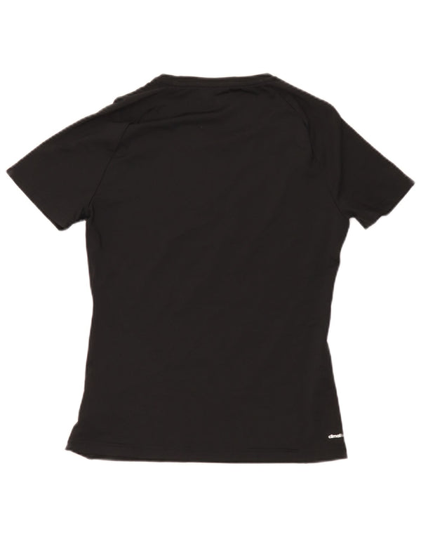 Adidas Womens Climalite Graphic T-Shirt Top UK 8/10 Small Black Polyester