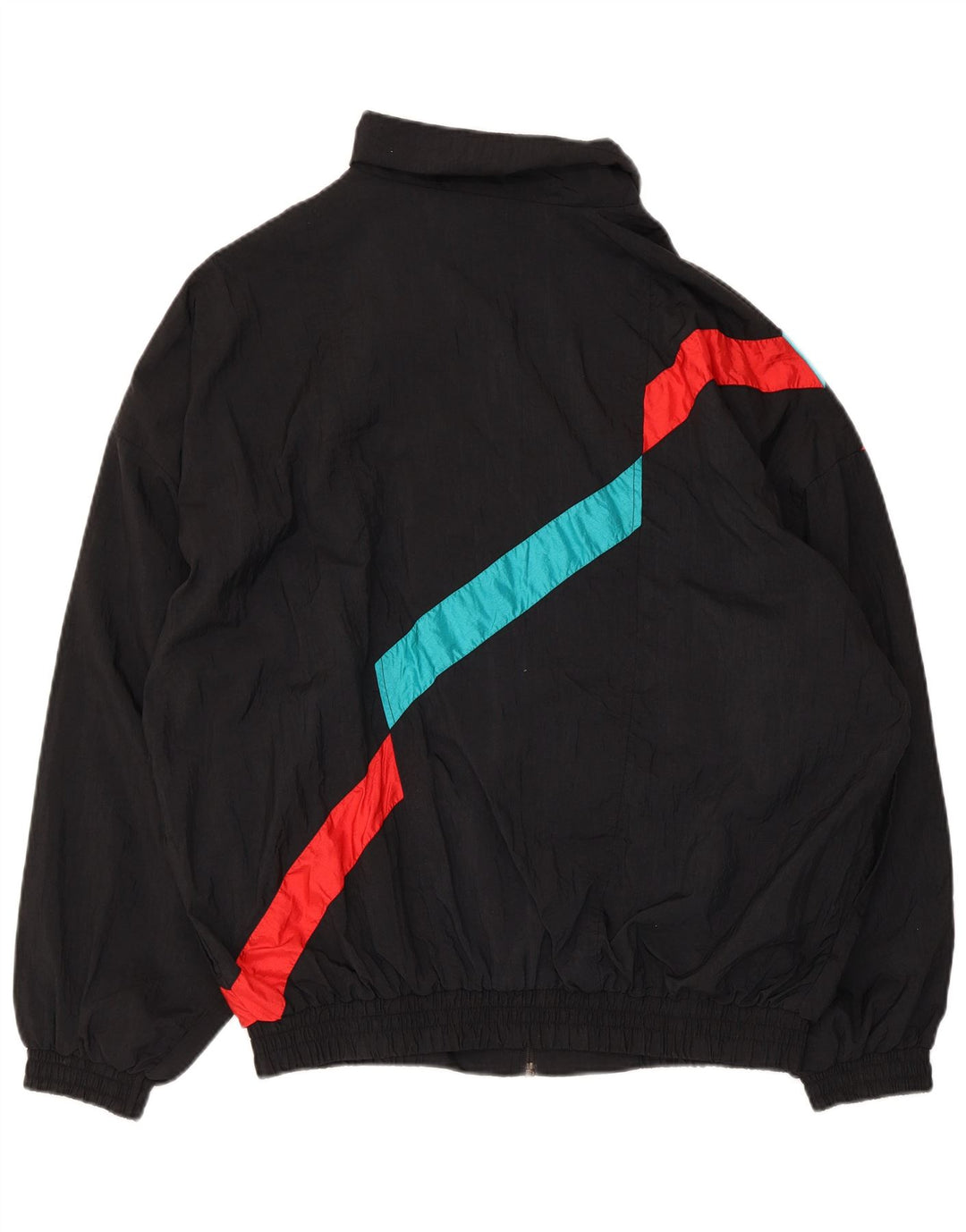 Giacca da ginnastica vintage da uomo XL in nylon a righe nere
