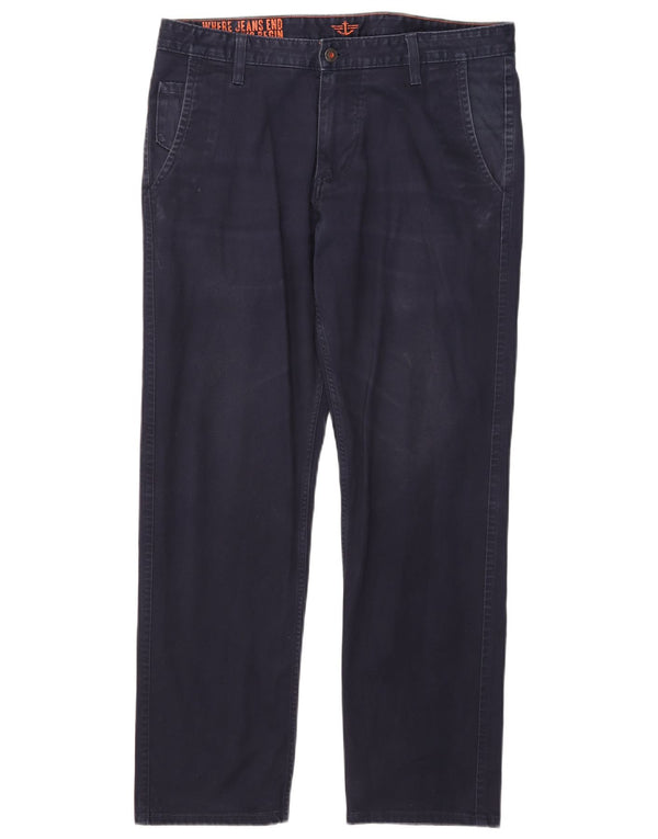 Pantaloni chino dritti da uomo Dockers W34 L28 cotone blu navy