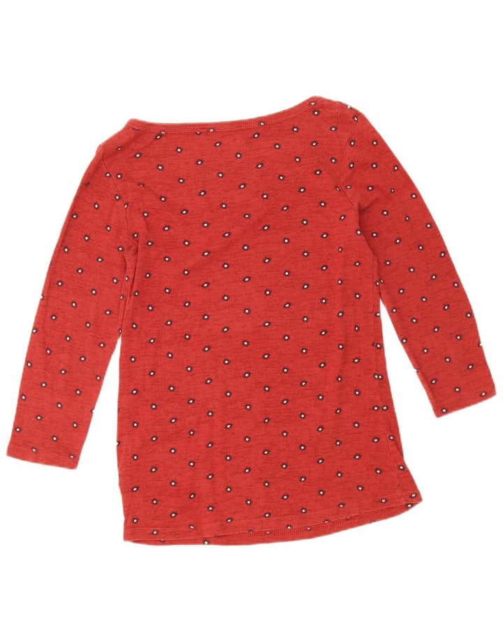 Marks & Spencer Top da donna manica 3/4 UK 12 cotone floreale rosso medio