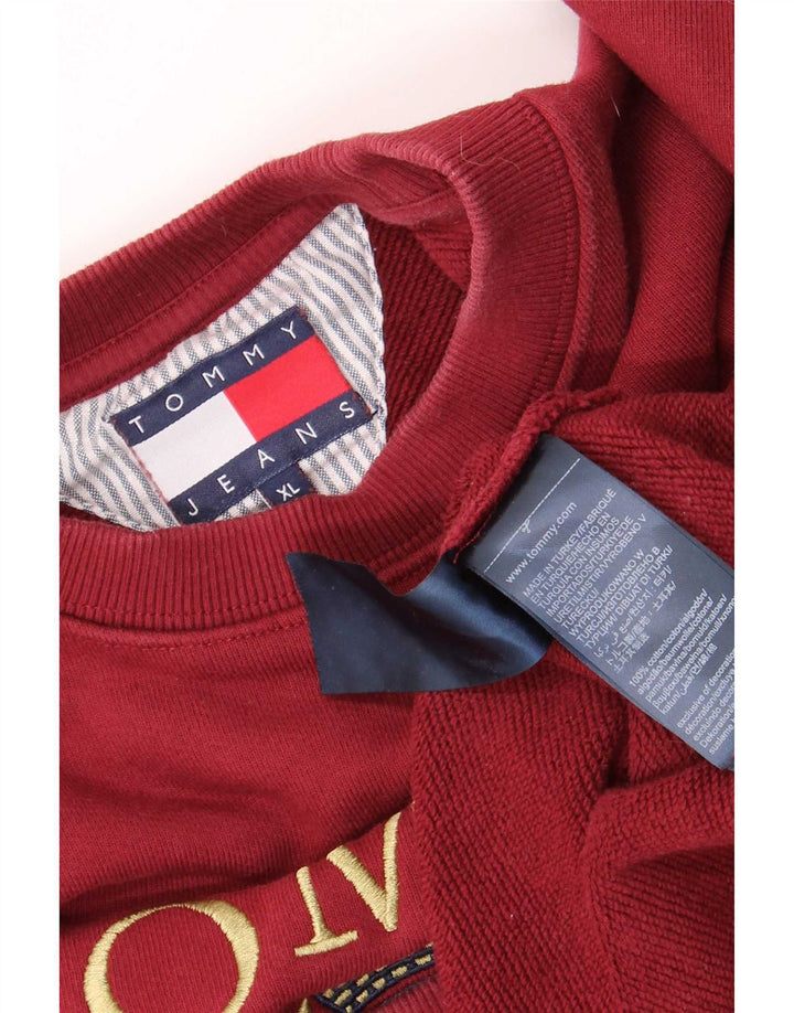 Felpa grafica da uomo Tommy Hilfiger Jumper XL Maroon Cotton