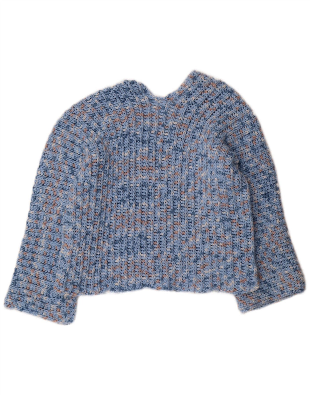 Maglione maglione vintage da donna con scollo a V UK 12 blu medio screziato