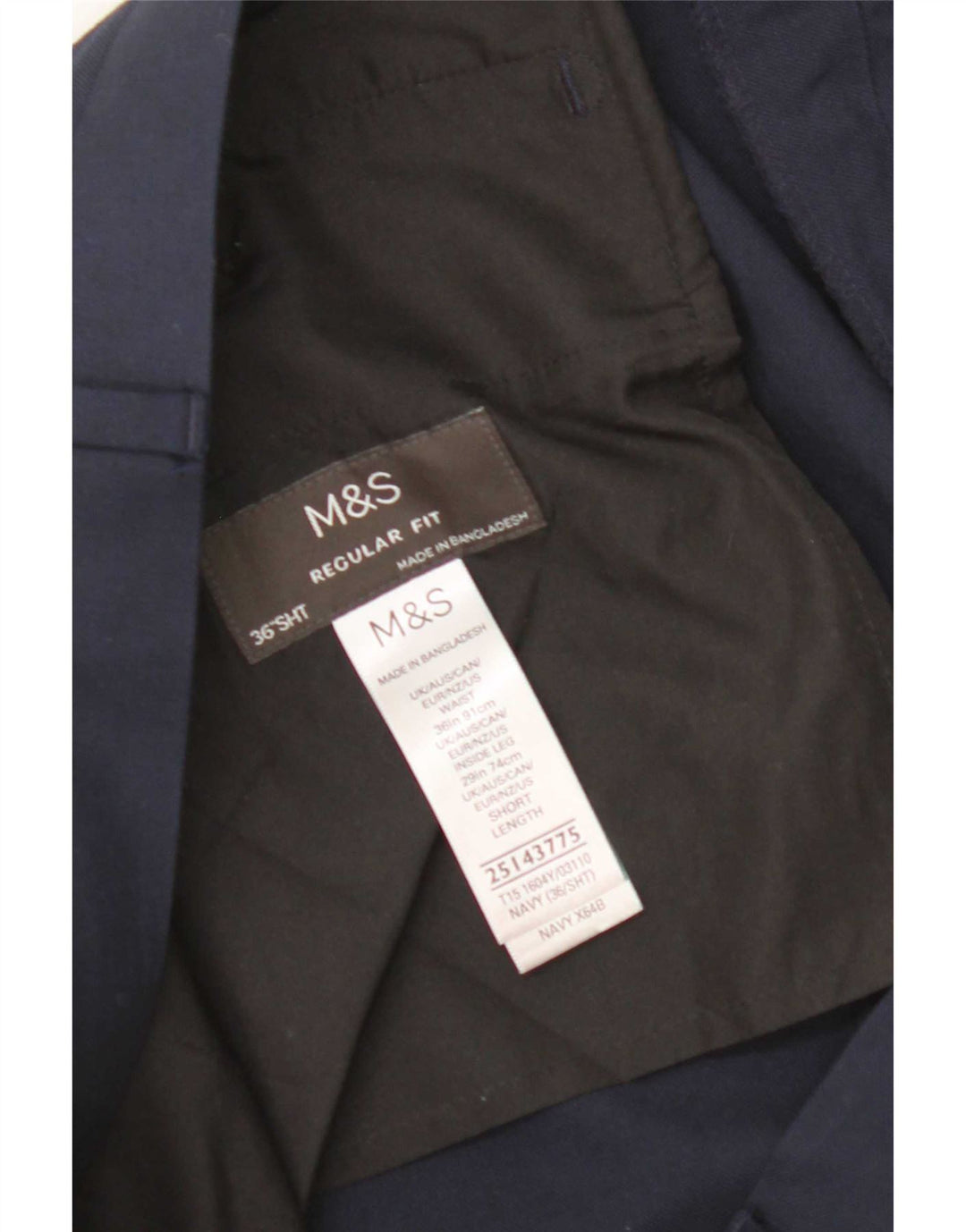 Pantaloni da abito vestibilità regolare da donna Marks & Spencer W36 L29 Blu Navy