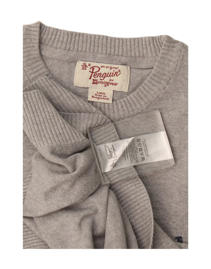 Maglione da uomo girocollo Penguin, grande cotone chiazzato grigio