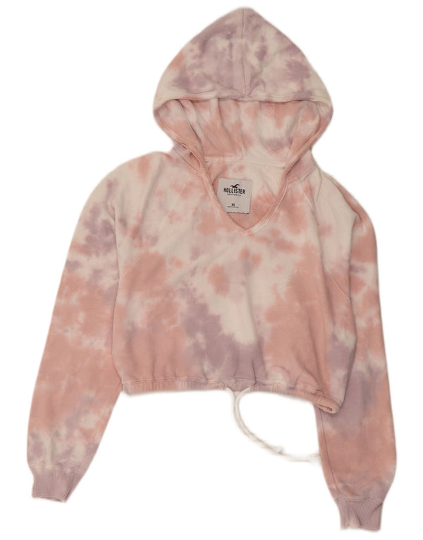 Felpa con cappuccio oversize corta Hollister da donna UK 6 XS multicolore Tie Dye