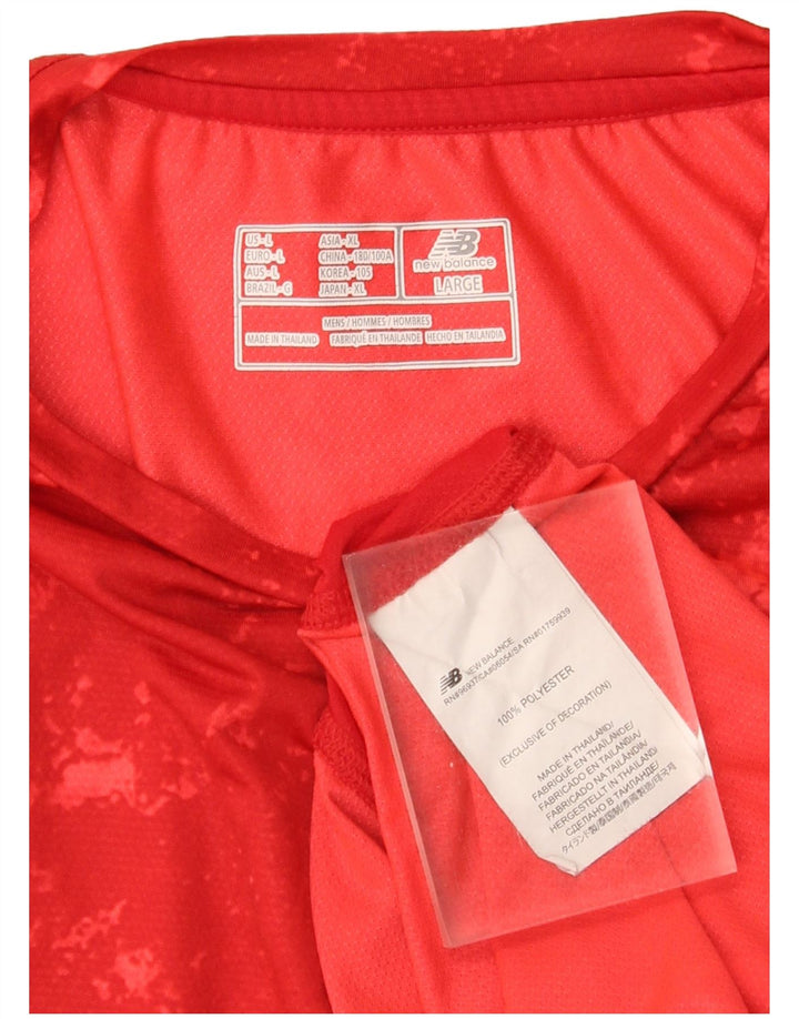 New Balance Maglia da uomo a maniche lunghe grande rossa in poliestere tie-dye