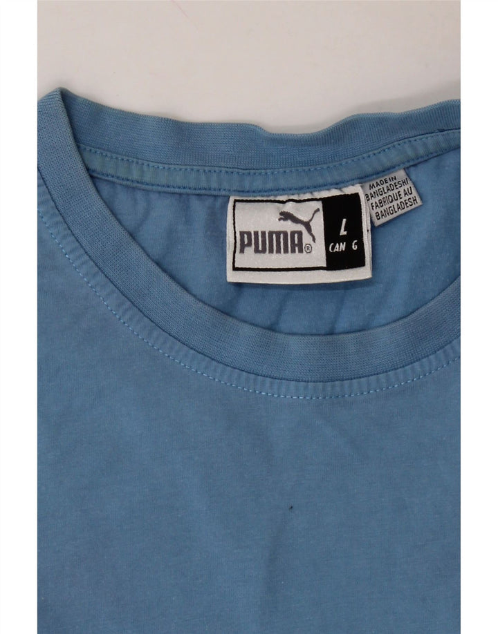 PUMA Mens Graphic T-Shirt Top Large Blue Vintage Puma and Second-Hand Puma from Messina Hembry 
