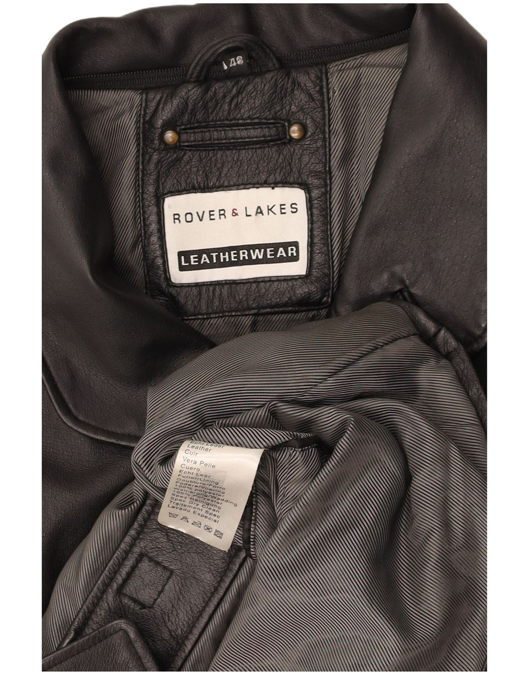 ROVER&LAKES Cappotto in Pelle da Uomo IT 48 Medio in Pelle Nera