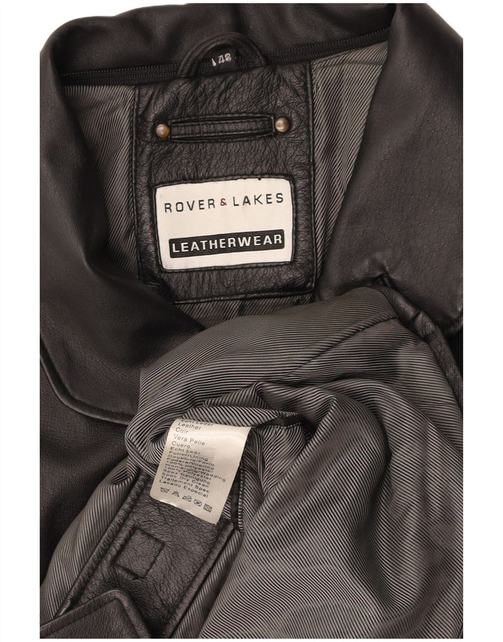 ROVER&LAKES Cappotto in Pelle da Uomo IT 48 Medio in Pelle Nera