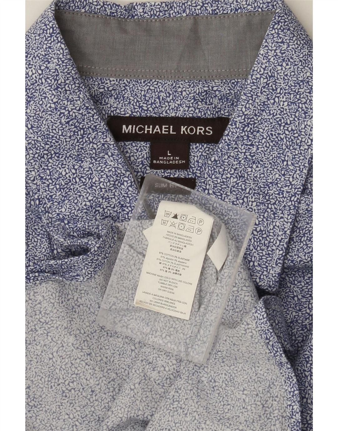 MICHAEL KORS Camicia slim fit da uomo grande in cotone floreale blu