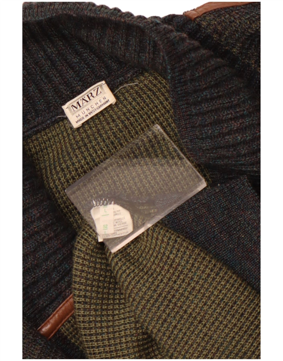 Maglione cardigan doppio petto da uomo Marz EU 52 grande lana screziata grigia