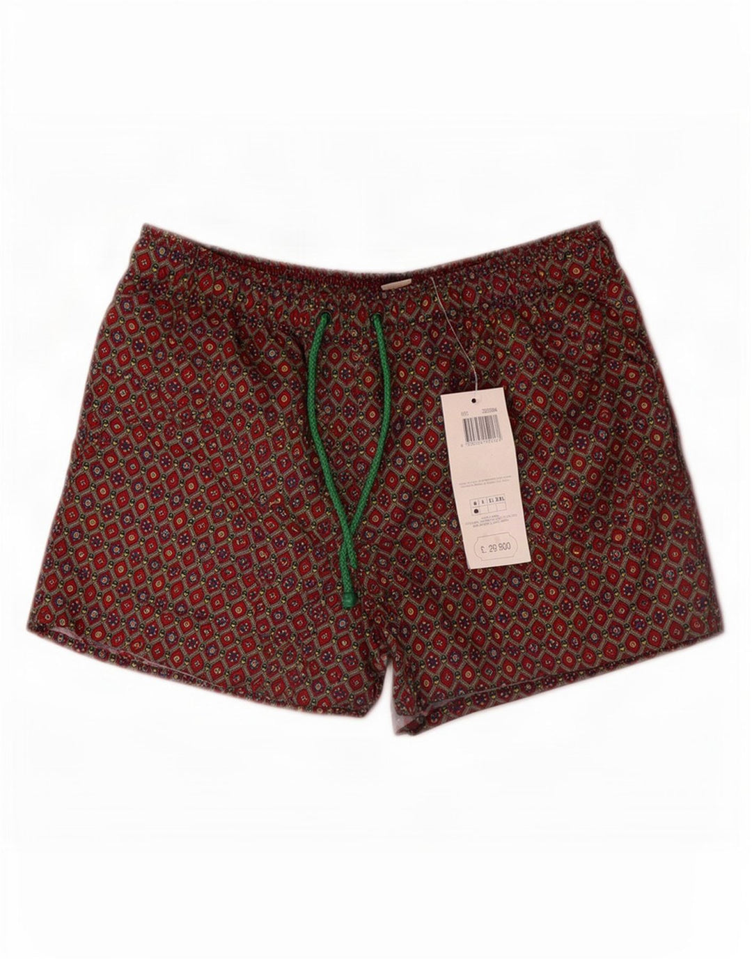 Pantaloncini da bagno vintage da uomo in poliestere geometrico marrone medio