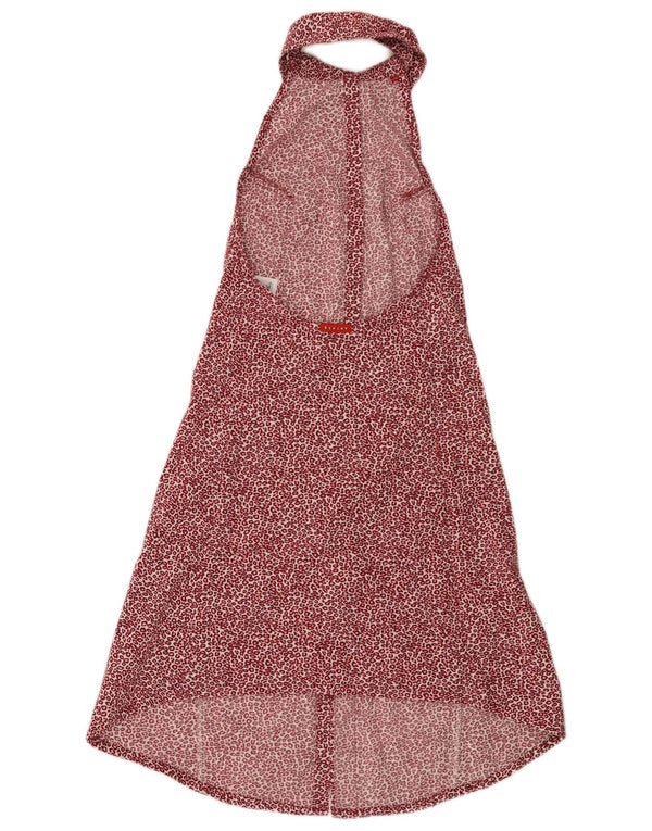Replay Womens Halter Dress UK 4 XS Burgundy Animal Print Cotton