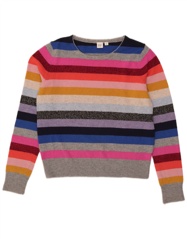 Gap Donna Maglione con scollo a barca Maglione UK 14 Medio a righe multicolore