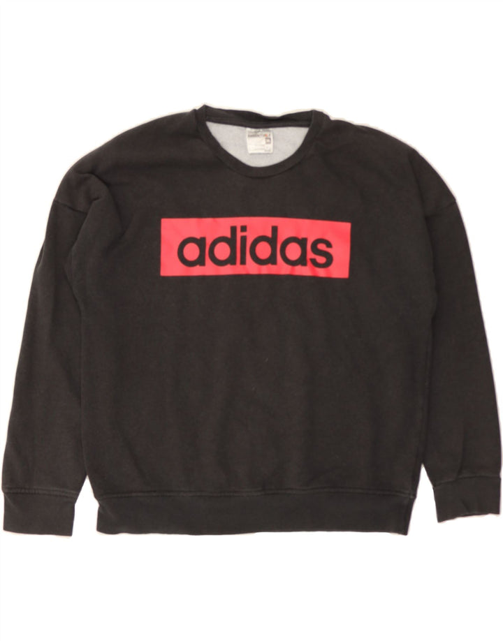 ADIDAS Womens Climalite Graphic Sweatshirt Jumper UK 16/18 Large Grey Vintage Adidas and Second-Hand Adidas from Messina Hembry 