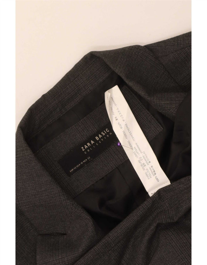 Giacca blazer a 1 bottone da donna Zara EU 42 poliestere a quadri grigio grande