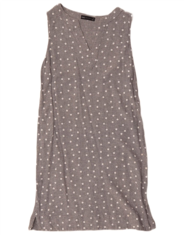 Abito a trapezio senza maniche da donna Marks & Spencer UK 10 piccolo grigio maculato