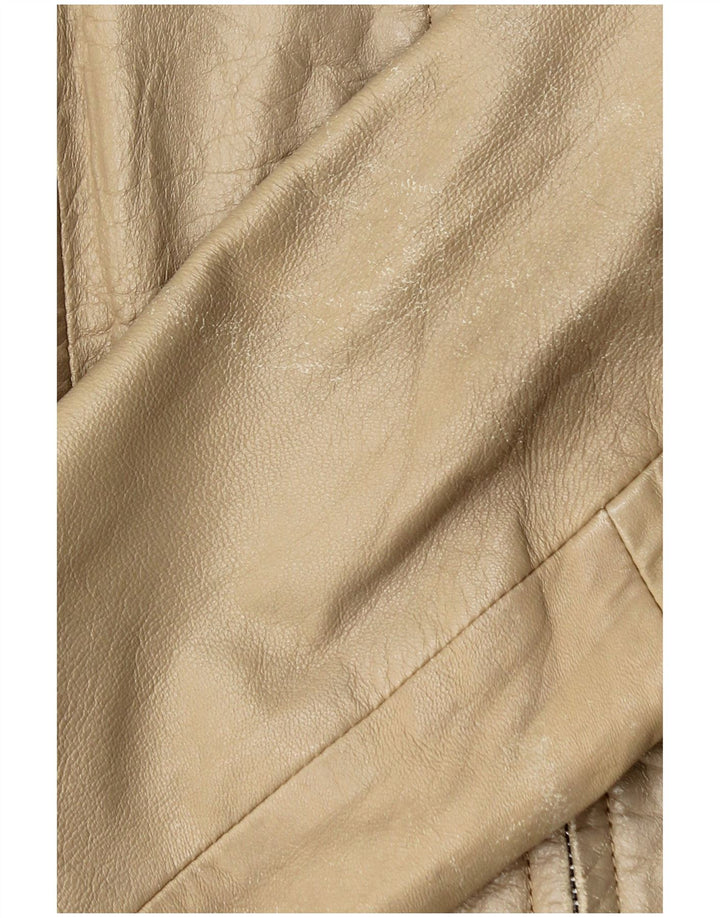 Giacca in pelle corta da donna Zara UK 14 grande in pelle beige