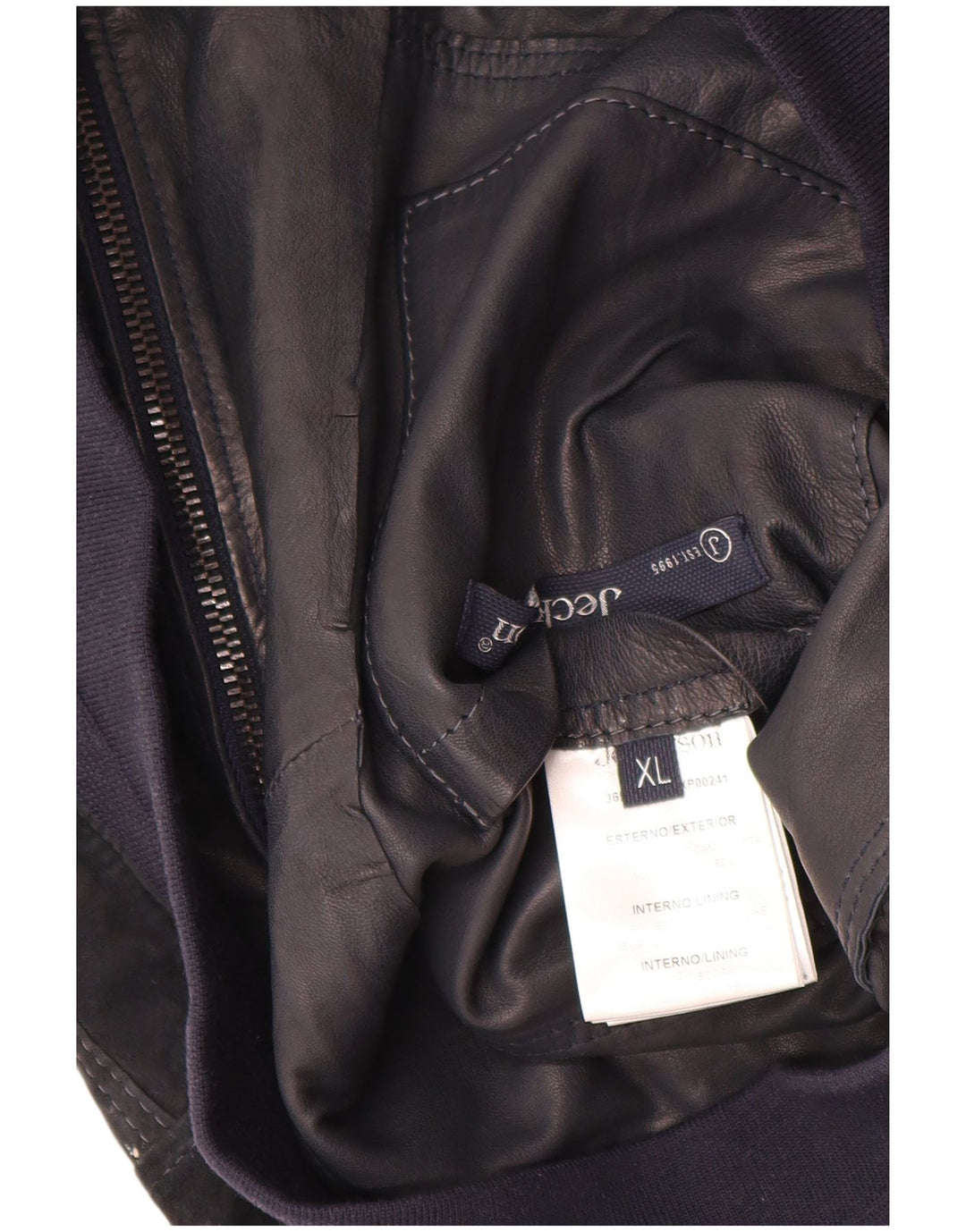 Giubbotto bomber in pelle scamosciata da donna Jeckerson UK 18 XL Blu navy