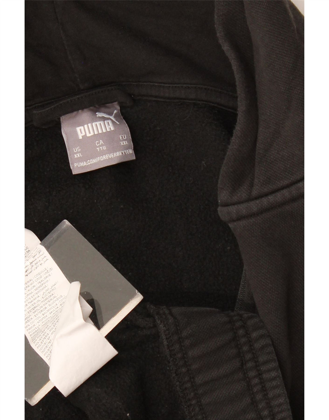 Felpa con cappuccio e zip da uomo PUMA 2XL in cotone color block nero