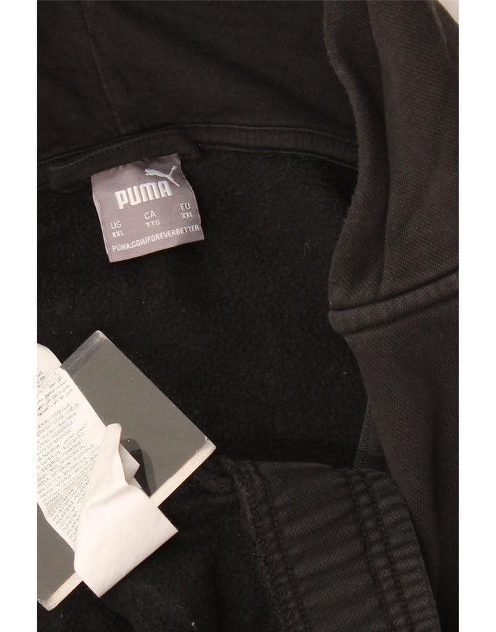 Felpa con cappuccio e zip da uomo PUMA 2XL in cotone color block nero