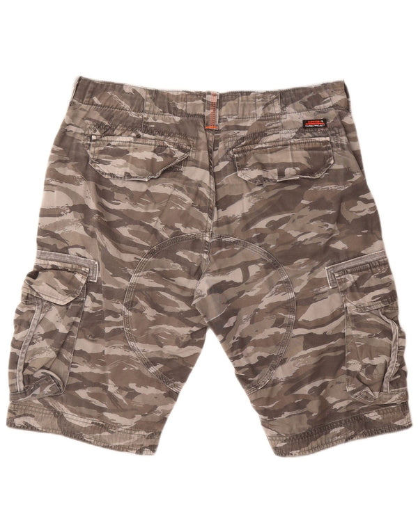 Pantaloncini cargo da uomo Superdry Large W36 in cotone mimetico grigio