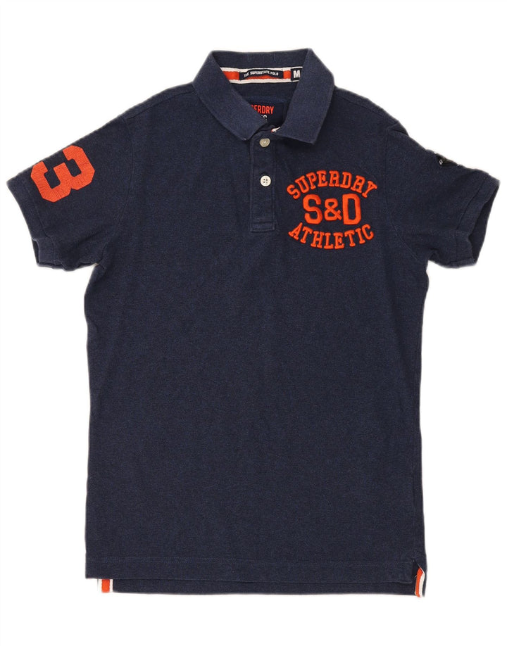 Polo grafica da uomo Superdry in cotone blu navy medio