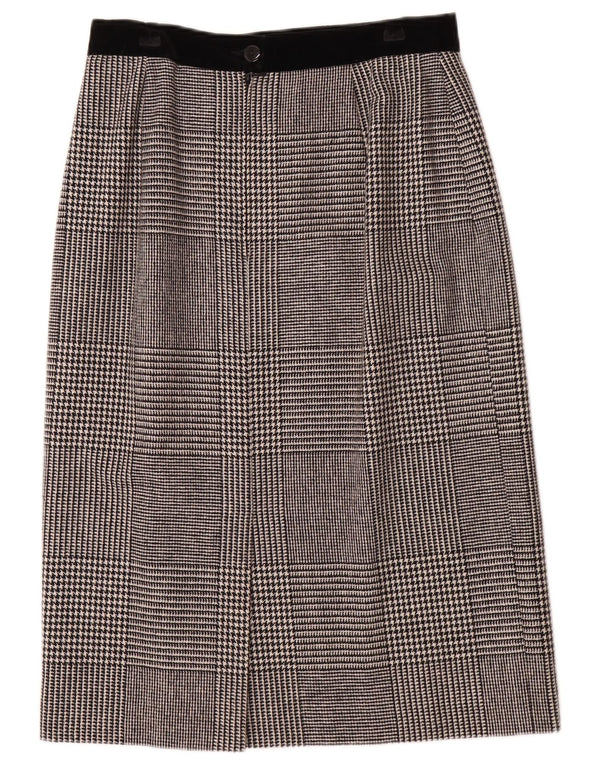 Gonna longuette da donna Louis Feraud UK 16 Large W30 lana pied de poule grigia