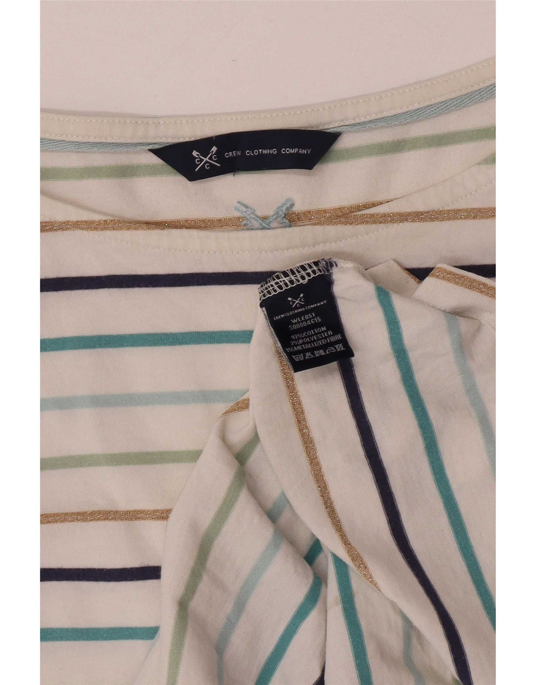 Crew Clothing Top da donna manica 3/4 UK 12 medio a righe multicolore