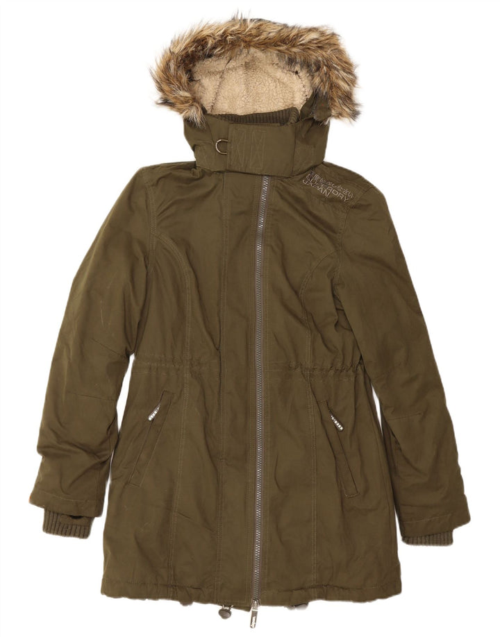 Giacca Parka da donna con cappuccio Superdry UK 14 Large Verde Poliestere