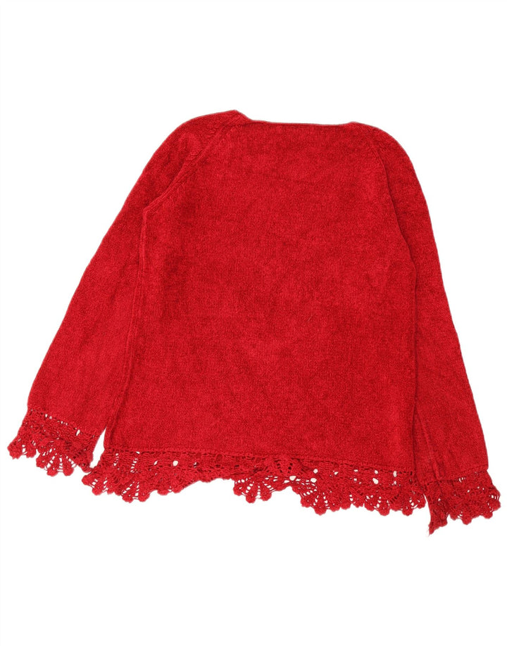 Maglione maglione girocollo da donna Marks & Spencer UK 14 Viscosa rossa media