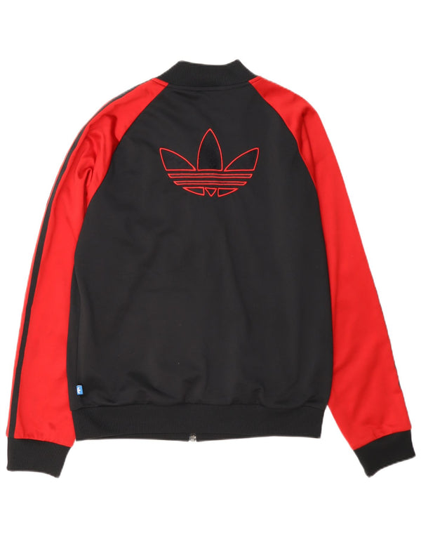 Giacca da tuta da donna Adidas UK 14 Large Nero Colourblock Poliestere