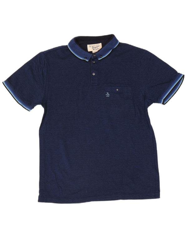 Polo da uomo Penguin grande in cotone a righe blu navy