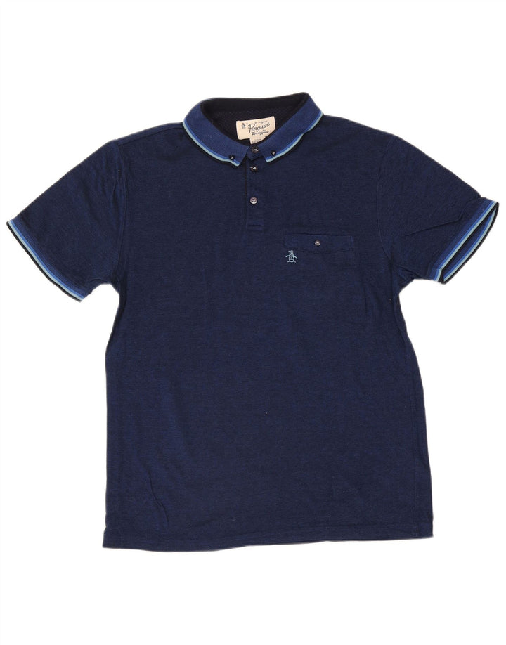Polo da uomo Penguin grande in cotone a righe blu navy